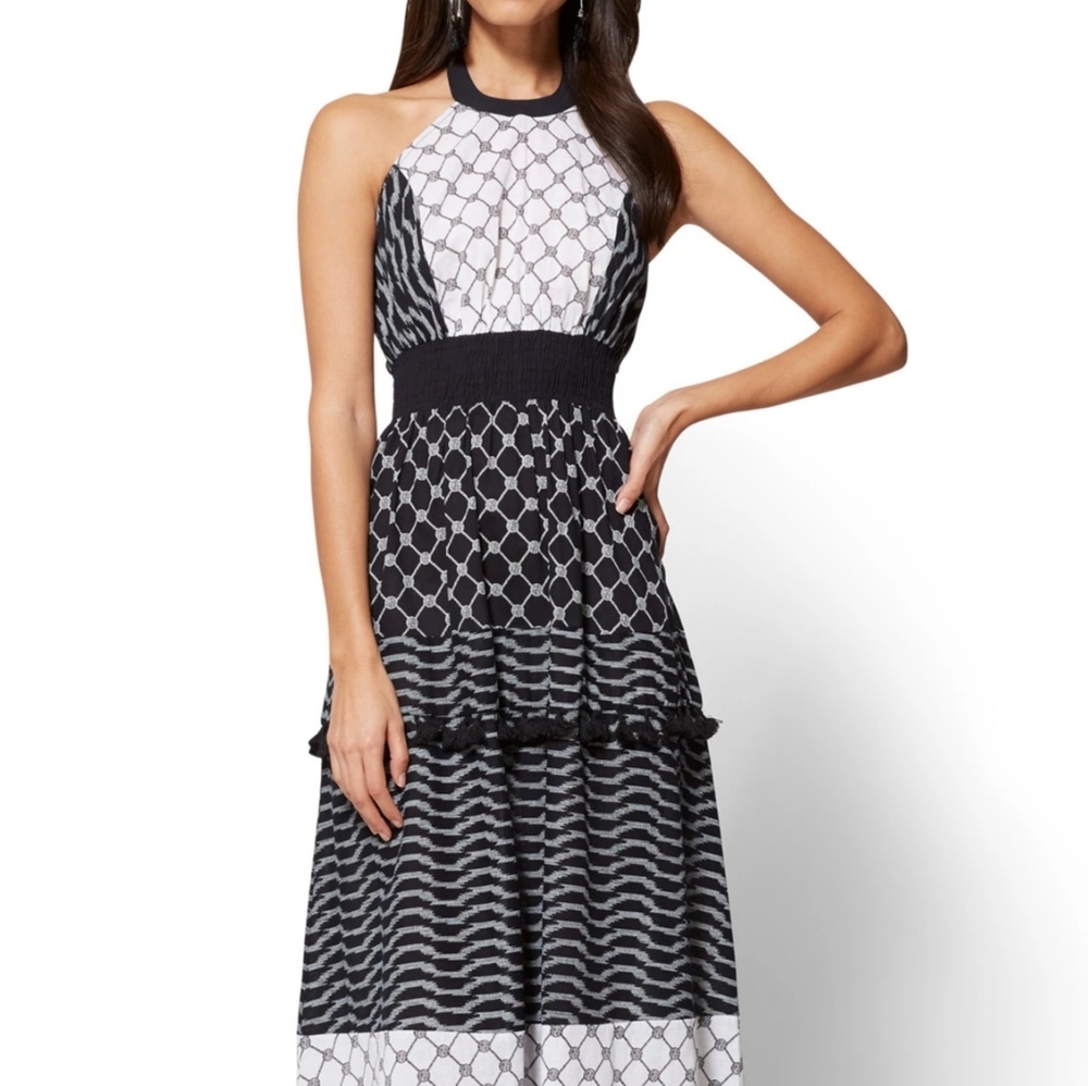 New York & Company cotton halter maxi dress